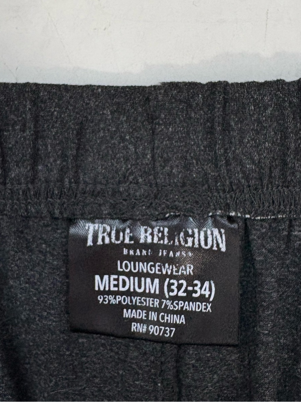 True Religion Men’s Medium Gray Drawstring Jogger Sweatpants Loungewear Neutral - Picture 4 of 6